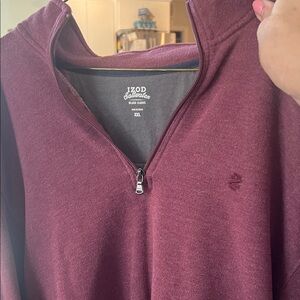 IZOD SaltWater Men's Burgundy Zip-Up Sweater